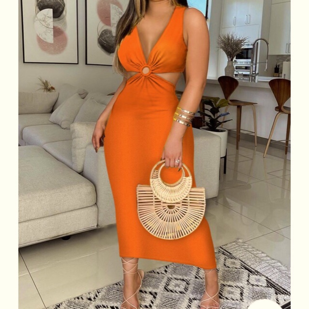 Orange Summer Cutout Dress